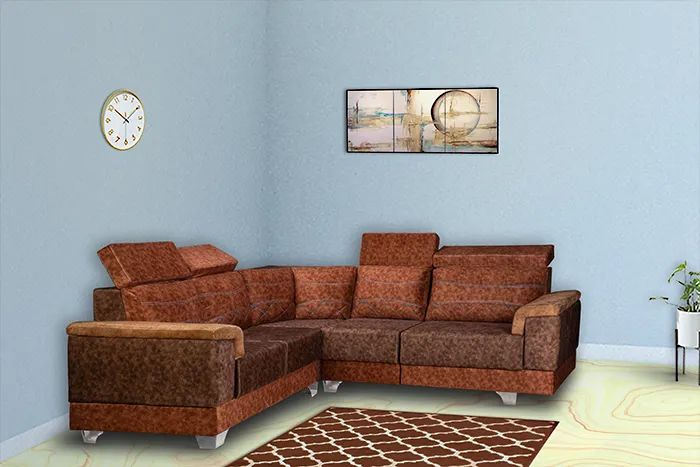 VIVDeal The Combination Brown L Corner Sofa Set